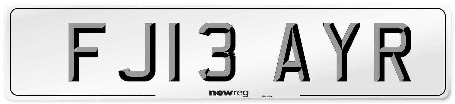 FJ13 AYR Number Plate from New Reg